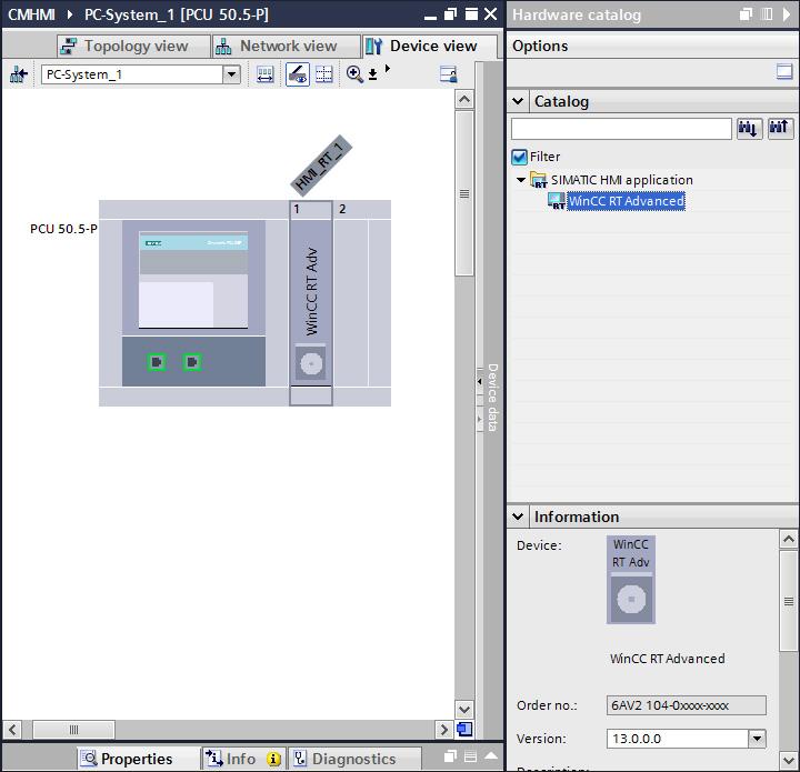 Device configuration 4.2 Runtime configuration When you add a PC HMI device and switch to the device view, Runtime is shown in the hardware catalog.