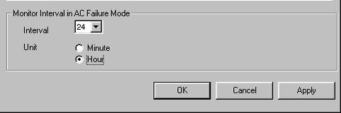 The [Monitor Settings] window will open. 1-2. Set the time interval for checking the batteries. [None]: Select this setting if the system uses no backup battery.