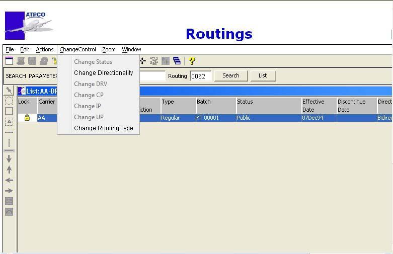 In the following example, Routing 0062 will be changed from regular to source.