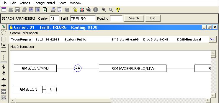 Creating Routings in FareManager Drawing Toolbar Drawing Toolbar Figure 17 Routings Drawing Toolbar Drawing Toolbar field descriptions Icon Name Description Sticky Mode Retains function of a selected