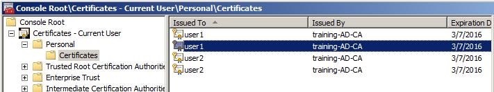 Exporting the User Certificates In this procedure, we will export both User1 and