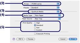 (1) Select Page Setup on the File menu in your software application. The Page Setup dialog box appears. (2) Make sure that your printer's name is selected in Format for.