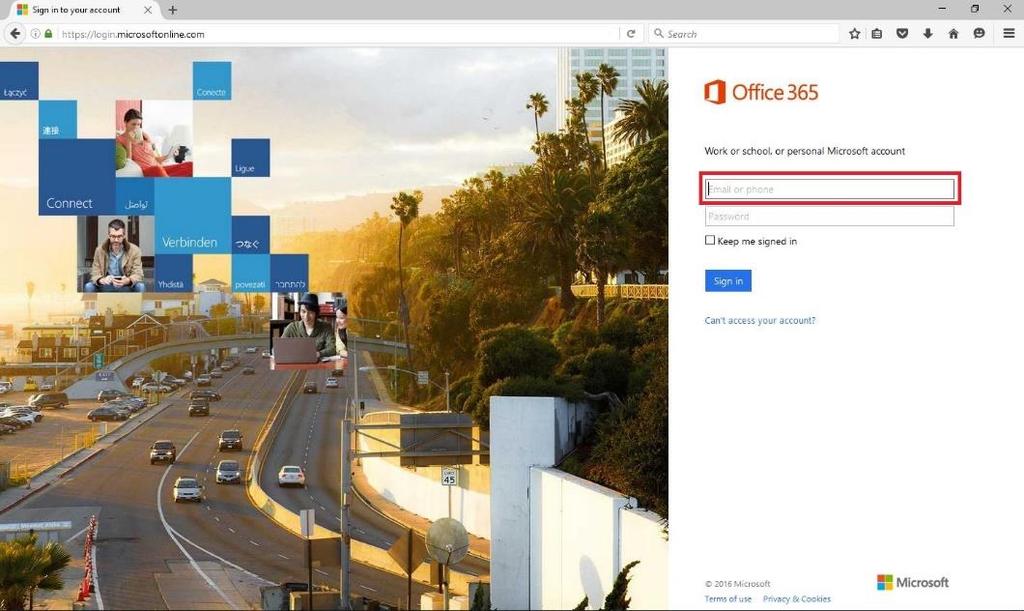 1. Prijava na Office365 Za prijavu na Office 365 servis preko bilo kojeg internet preglednika (Google Chrom, Internet Explorer, Mozilla FireFox, Microsoft Edge) posjetite web stranicu: https://login.