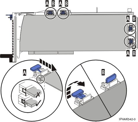 Figure 32. Long adapter in the PCI adapter cassette with the supports and stabilizer in place 6. After the retainers are placed, replace the cassette cover by doing the following steps: a.
