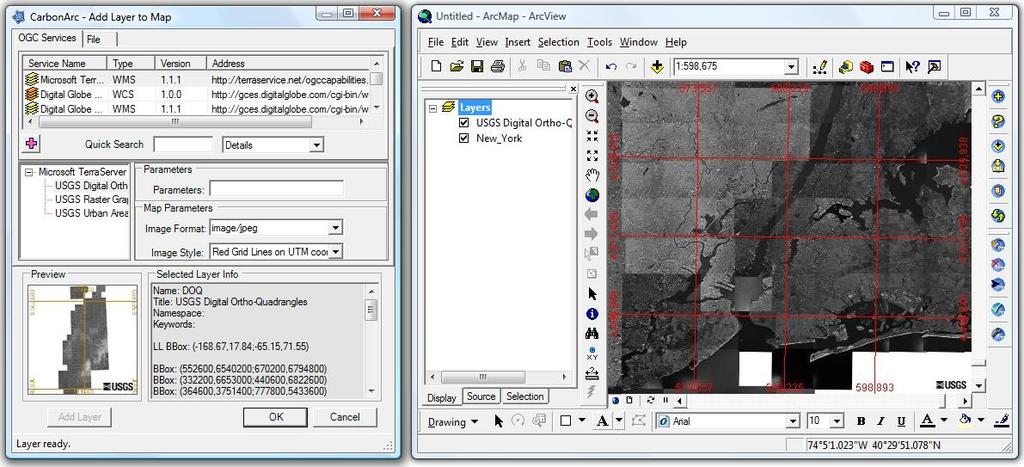 Step 2 Adding base map from a WMS. Open the Add Layer dialog and select the Microsoft/USGS Terra Service.