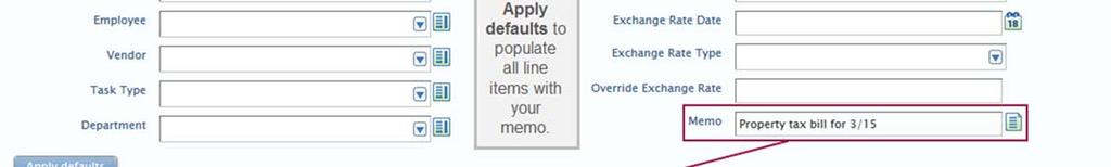 6. Once you have selected the dimensions that should be defaulted to all lines of the journal entry, click the Apply defaults button.