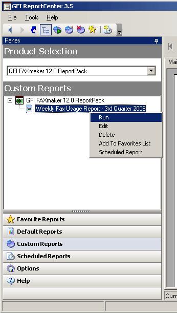 Click on the Custom Reports panel button to bring up the list of custom reports available. 2.