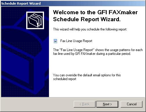 Screenshot 202 - Schedule Report Wizard 3. Click Next to continue. Screenshot 203 - Report name and description for a scheduled report 4.