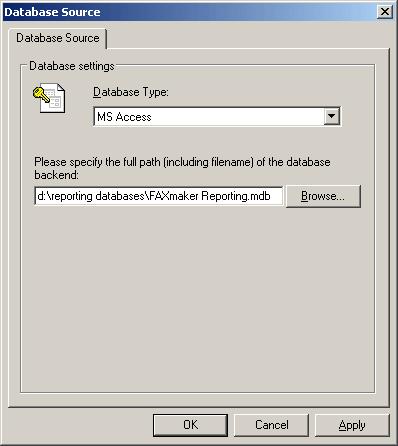 Screenshot 212 Microsoft Access reporting database 6. Click OK to save the new settings and close the Database Source dialog box.