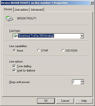 3. In the Physical line/port box, select the channel/port that you want to use for this fax line. For example, if you are using a 2 line card, you can select two channels for each card.
