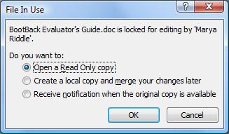 the following File In Use dialog box.