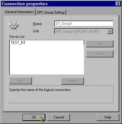 In this example we have named the OPC connection as Ex_Group1 while our computer name remains as TEST_NT.