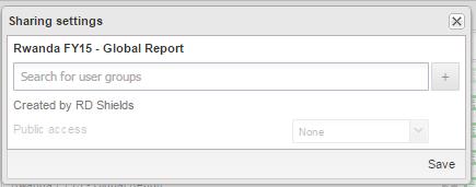 The Search function will display all available user groups in DATIM Sharing a Report with a Specific DATIM user DATIM does not allow the sharing of reports with a specific user in the system.