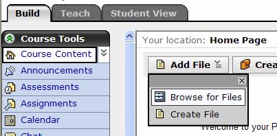 In Build Tab, choose ADD FILE, BROWSE for FILES In the Content Browser Dialog, Make