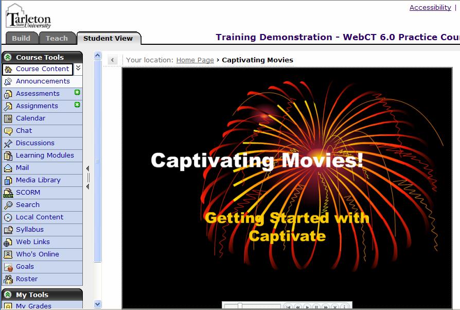 Viewing Your Captivate Movie Go to Student