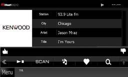CD/Audio and Visual Files/iPod/App Operation iheartradio Operation You can listen to the iheartradio on this unit by controlling the application installed in the iphone or Android.