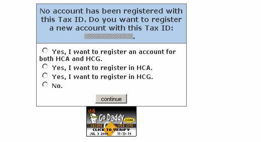 Master Account Registration Process Start 9 If no Master Account has been previously created you will be prompted to create one for the Tax ID previously provided Click the Yes, I want to register in