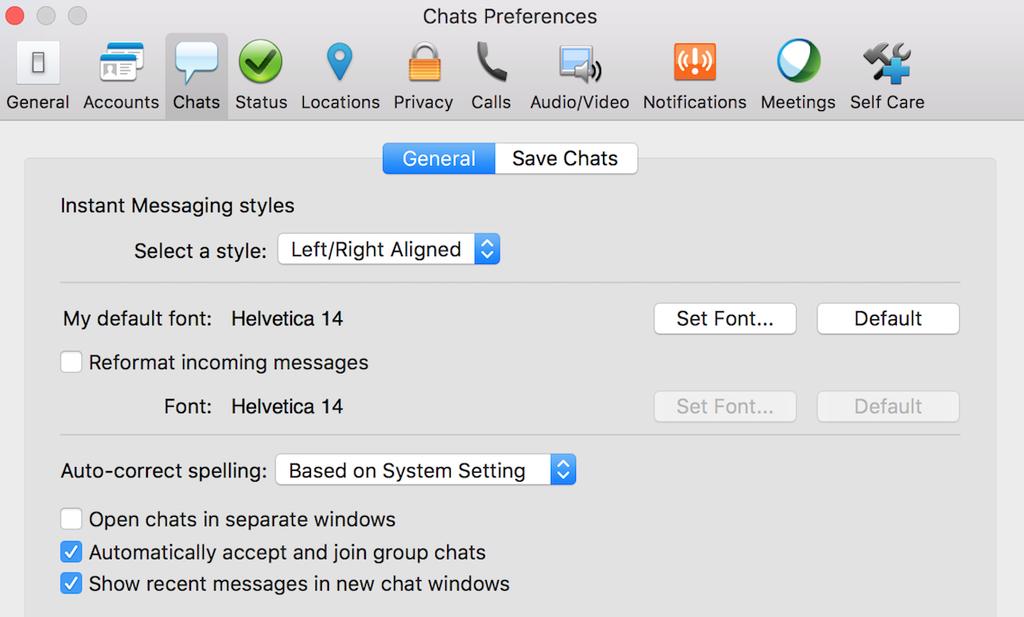 Click Jabber>Preferences>Chats Modify Chat fonts.