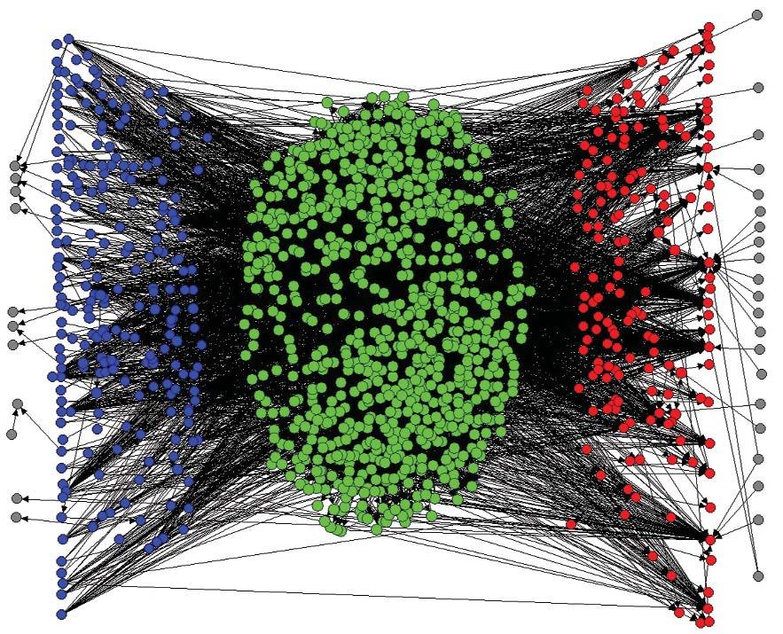 Figure 3 A visualization of a small subgraph of the Web. The nodes are political bloggers.