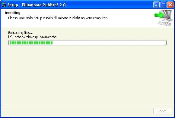 Elluminate Publish! version 2.0 The Installing panel will appear, showing the progress of your installation. 8.