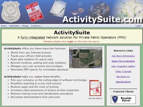 ActivitySuite.com Quick Start Tutorial Overview Thank you for taking time to check out ActivitySuite.com a fully-integrated network solution for private patrol operators.