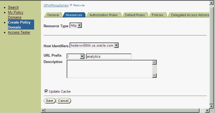 Configuring SSO Using Oracle Access Manager Navigate to the 'Resources' tab and click on Add and enter details as shown here and