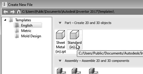 Select the New File icon with a single click of the left-mouse-button. Notice the Parametric-Modeling project name is displayed as the active project. 6. Select the English tab as shown below.