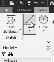 7-38 Tools for Design Using AutoCAD and Autodesk Inventor Step 4-1: Adding an Extruded Feature 1. Activate the 3D Model tab and select the Start 2D