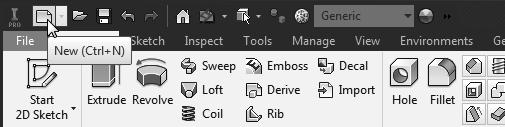 7-6 Tools for Design Using AutoCAD and Autodesk Inventor File Menu The File menu at the upper left corner of the main window