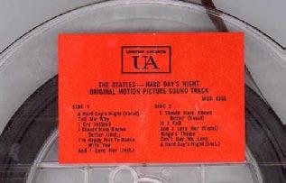 A Hard Day's Night United Artists MUA-3366 7½ips 60's logo, 7" reel, mono SI = 10 A Hard Day's Night United
