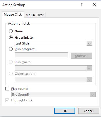 When you release the mouse button, a button will be displayed on the screen and the Action