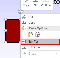 PowerPoint 2016 Advanced Page 111 The insertion point will be moved into the action button, allowing you to enter your text. Type in the word 'CPU'. Your button will now look like this.
