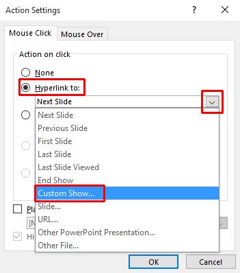 PowerPoint 2016 Advanced Page 114 Click on the OK button. Run the slide show, and click on the action button in Slide 6. This will open your Internet Web browser and display the Intel home page.