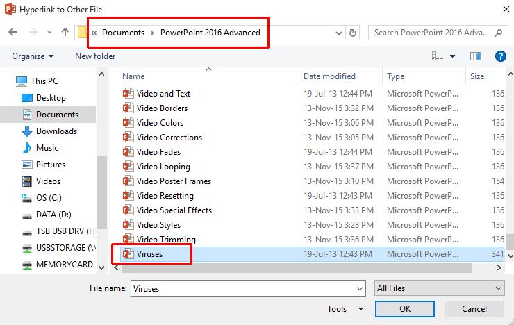 Navigate to the PowerPoint 2016 Advanced folder, and select a file called Viruses.