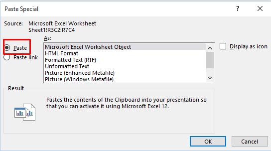 Within PowerPoint, click on the down arrow under the Paste button, displayed within the Home tab.