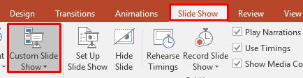 PowerPoint 2016 Advanced Page 18 Custom Slide Shows Creating custom slide shows Open