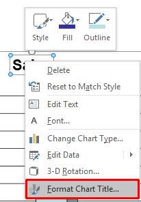 PowerPoint 2016 Advanced Page 42 Select the Format Chart Title command from the popup menu.
