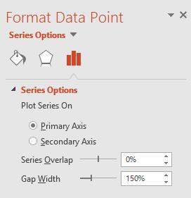 PowerPoint 2016 Advanced Page 52 Experiment by dragging the Series Overlap slider to