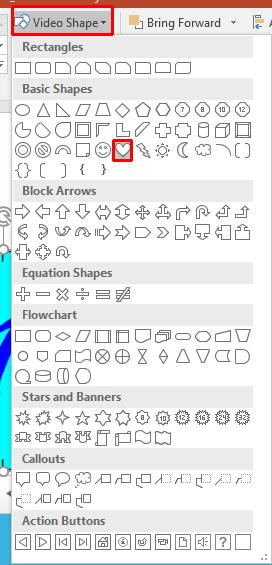 PowerPoint 2016 Advanced Page 70 Click on a shape, such as the Heart