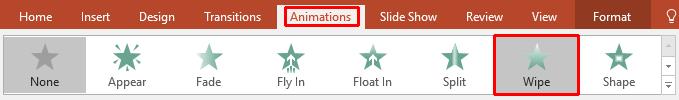 Click on the Animations tab and apply the Fly In animation.