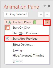 PowerPoint 2016 Advanced Page 95 Click on the down arrow within the side pane