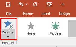 PowerPoint 2016 Advanced Page 96 Click on the Preview button to watch the animation. Save your changes and close the presentation.