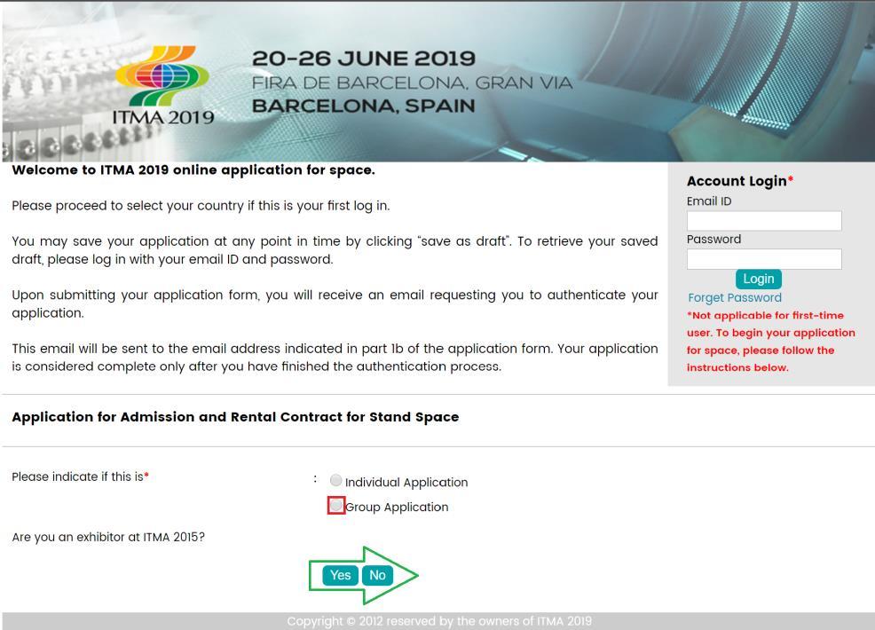 PART II: GROUP APPLICATION IMPORTANT NOTE: Group applications are for related companies seeking admission into ITMA 2019, sharing a common booth. Select Group Applications.