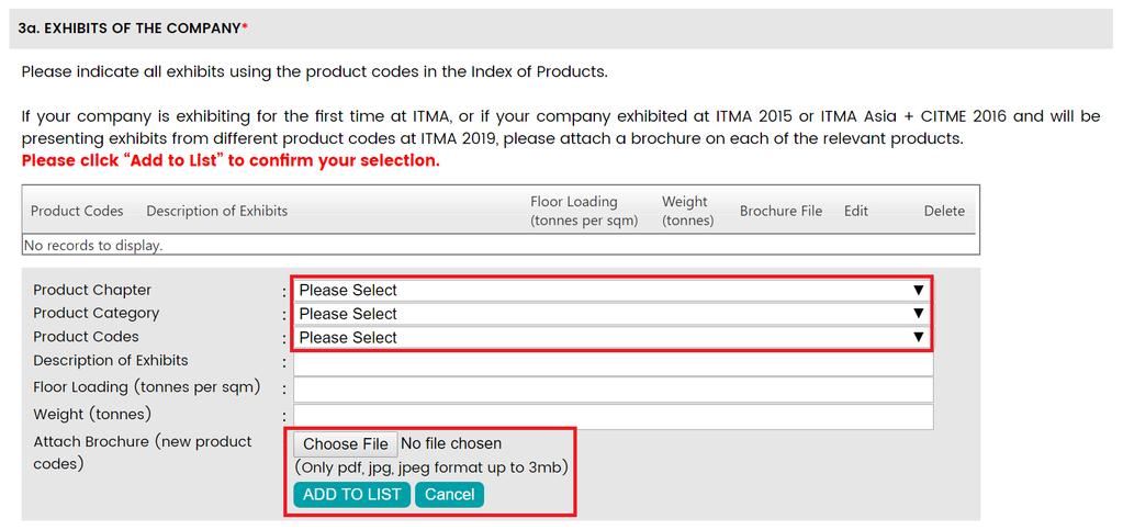 Section 2 Sector Allocation Select the product chapter and category from the drop-down menu. Click Next to continue. Section 3a Exhibits of the Company 1.