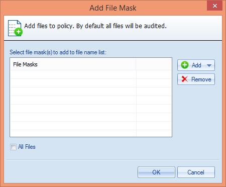 Figure 63: Dialog box to add File Mask If you have checked All Files option, then all files on the File Server will be added.