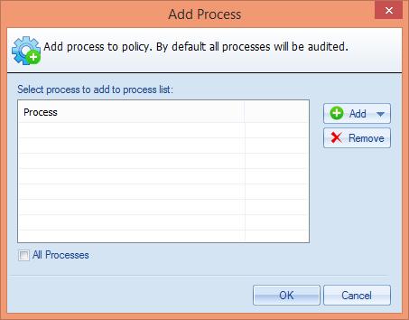 Figure 68: Dialog box to add the processes If you have checked All Processes option, then all processes running on the File Server will be added.