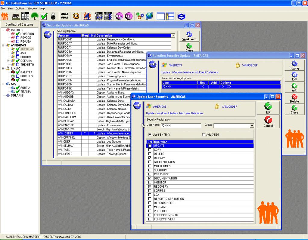 Security The security function in REV SCHEDULER can be implemented in up to 2 levels: Module level. Environment level.