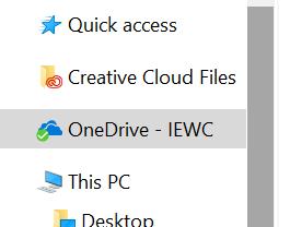 9. In the image below, I ve opened my OneDrive folder via file explorer. Note the two different symbols present on the files and folders, as well as on the OneDrive IEWC folder.