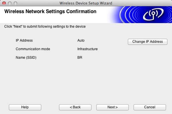 To continue configuration, click [OK] and go to 7-1. 7-1 Confirm the wireless network settings and then click [Next]. The settings will be sent to your printer.