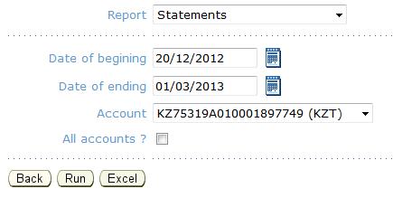 bank s stamp, by clicking on «Extract in pdf format», convert the extract to Excel format by clicking on «Extract.xls» 9.